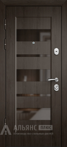 Металлическая дверь Венге со стеклянным декором и толщиной дверного полота 3мм №4 внутренняя - фото